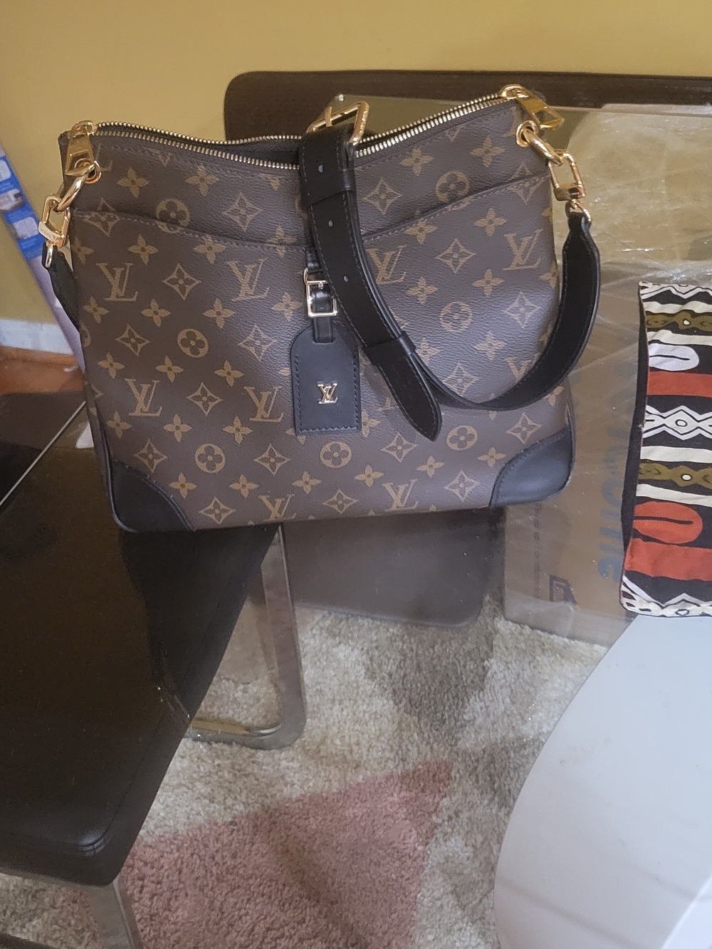 Louis Vuitton Brown Monogram Canvas Shoulder Bag with Black Trim - Picture 3 of 3